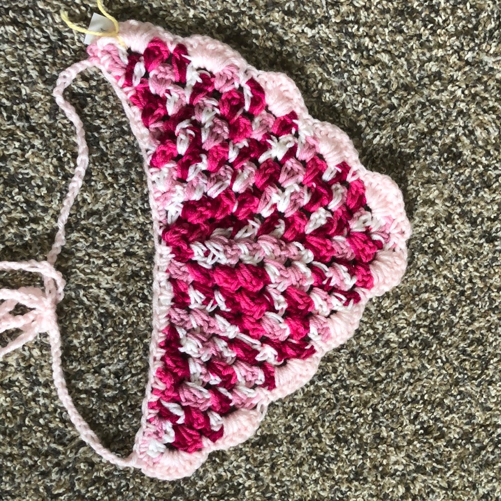 Handmade Pink Crochet Dog Bandanna